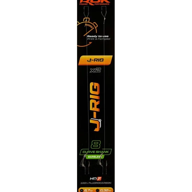Bas De Ligne Rok Fishing J-Rig Curve Shank Barbless - Par 2