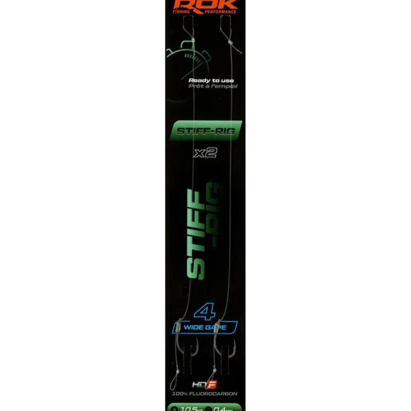 Rok Fishing Montages Carpe^Bas De Ligne Stiff Rig Wide Gape - Par 2