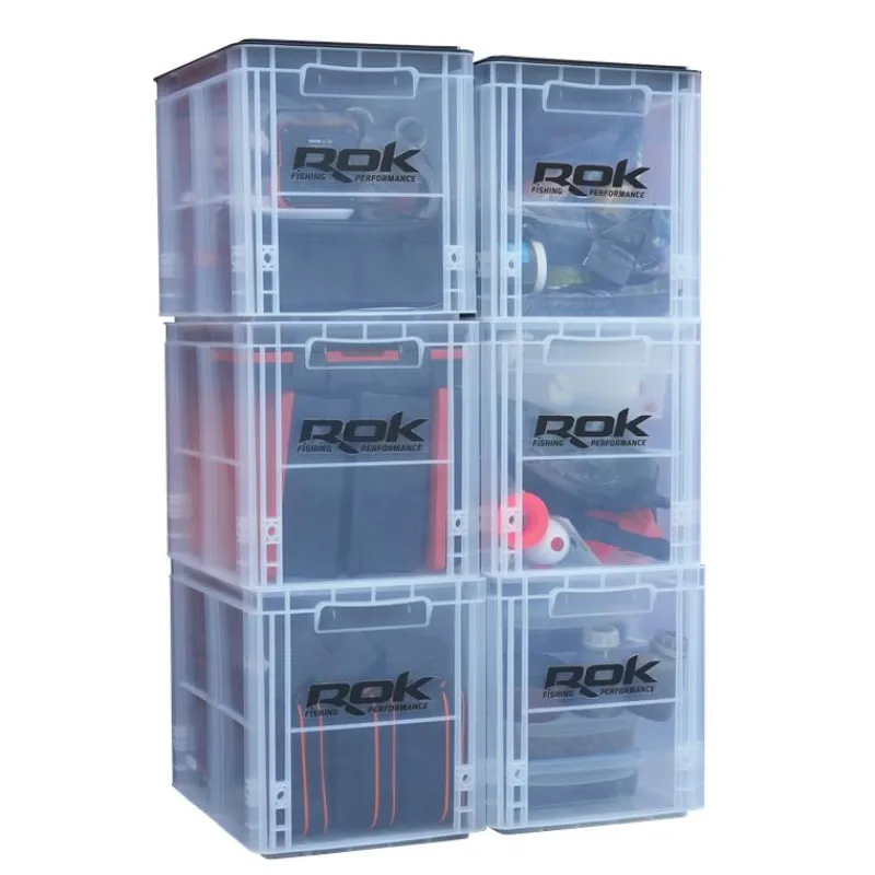 Rok Fishing Accessoires^Caisse De Rangement Crate 433 Transparente Avec Couvercle Noir