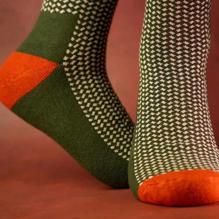 Chaussettes Homme One More Cast Spotted Eel Bamboo - Kaki