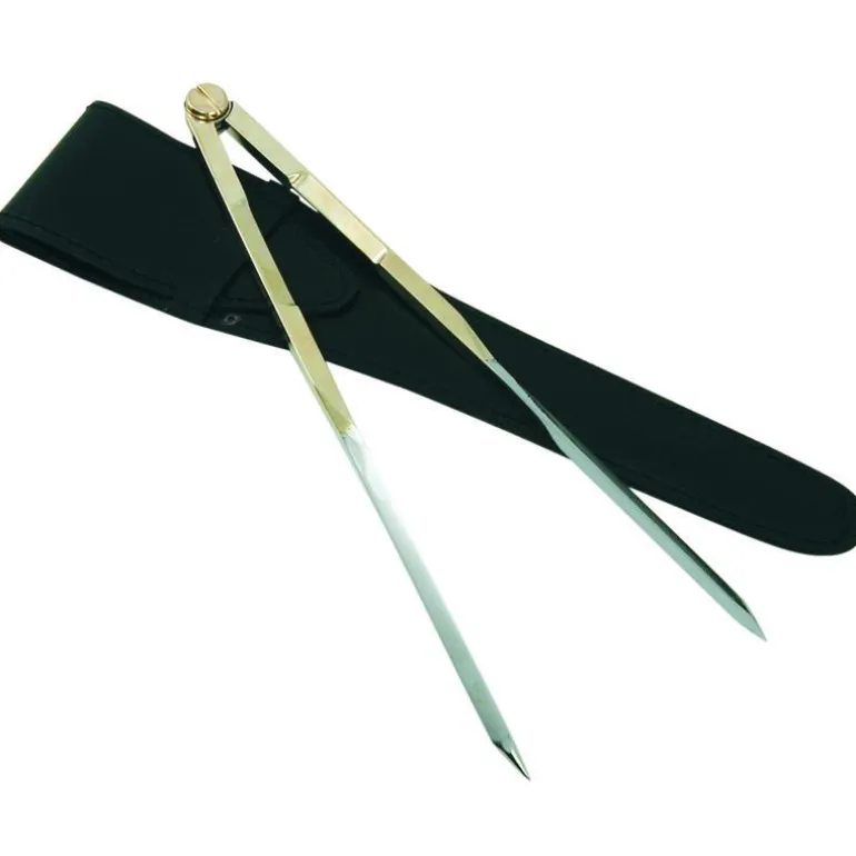 Compas Droit Euromarine + Etui Cuir Noir