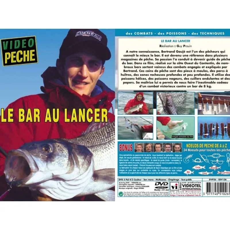 Vidéotel Cadeaux & Décoration|Cadeaux & Décoration^Dvd - Le Bar Au Lancer Avec Bertrand Gauje - Peche En Mer - Video Peche