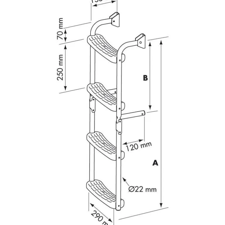 Echelle Plastimo Inox Pliante Crosses A 90°