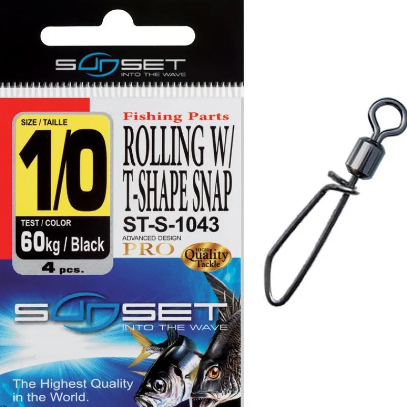 Sunset Montage Ligne^Emerillon Agrafe Mer Rolling W / T-Shape Snap St-S-1043 - Par 4