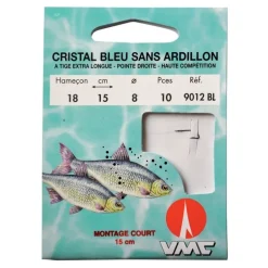 Hamecon Monte Coup Vmc Cristal Bleu Sans Ardillon - 15Cm - Par 10