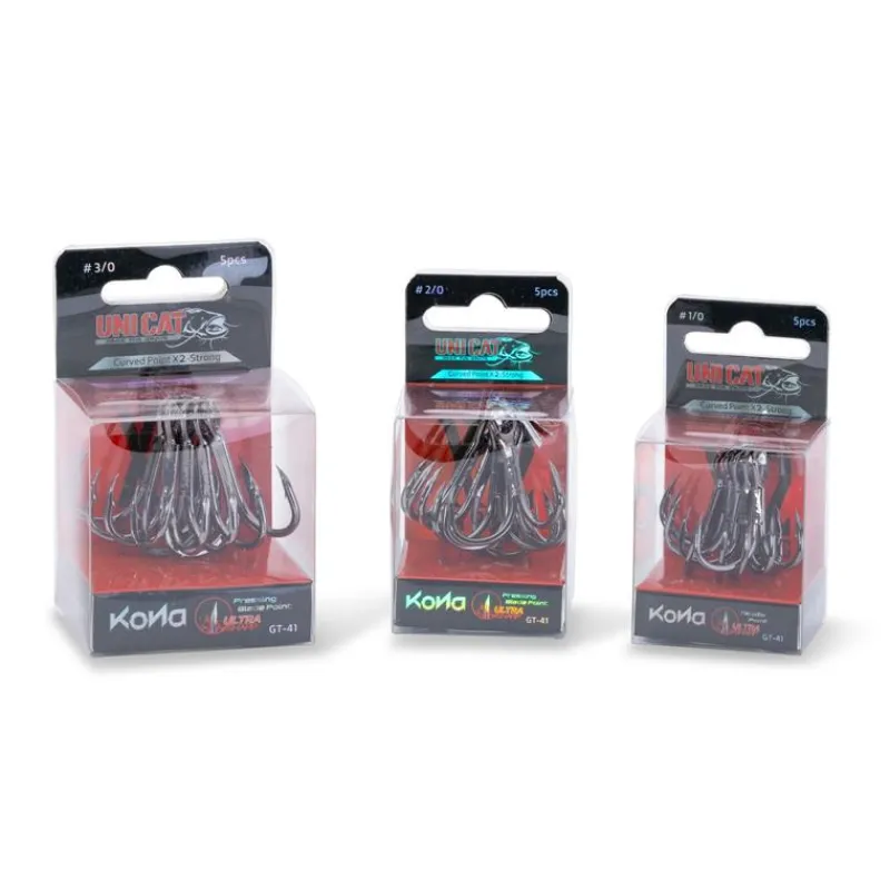 UniCat Montage Silure^Hameçon Triple Gt-41 Curved Point X2-Strong