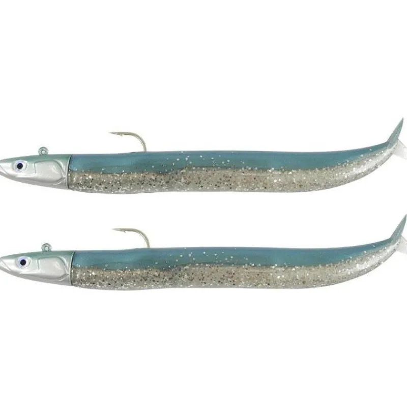 Fiiish Leurres Mer^Kit Leurre Souple Arme Double Combo Crazy Sand Eel 180 + Tête Plombée Off Shore