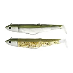 Fiiish Leurres Mer|Leurres Truite^Kit Leurre Souple Arme Double Combo Black Minnow 70 + Tete Plombee Off Shore