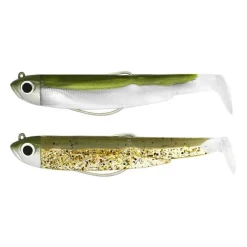 Fiiish Leurres Truite^Kit Leurre Souple Arme Double Combo Black Minnow 90 + Tete Plombee Shore