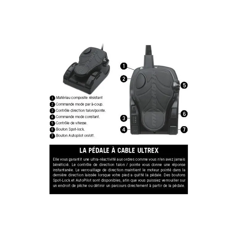 Moteur Electrique Minn Kota Ultrex 112Lbs Gps Avec Pédale À Câble Micro Télécommande Et Sonde Intégrée Mdi+