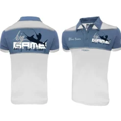 Polo Homme Hot Spot Design Big Game - Blanc/Bleu