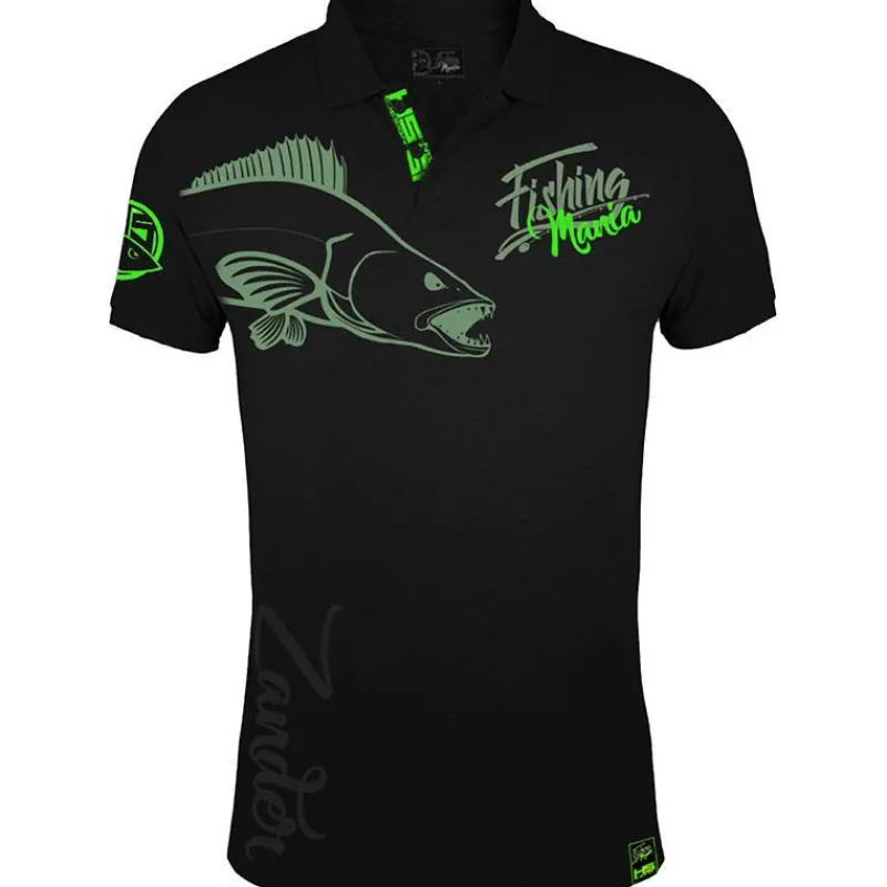 Hot Spot Design T-Shirts, Polos & Chemises^Polo Homme Fishing Mania Zander - Noir