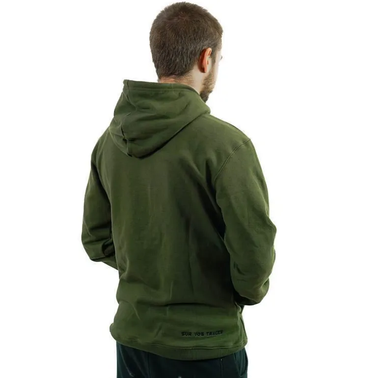 Sweat À Capuche Pêche Personnalisable Sur Vos Traces - Kaki