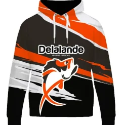 Delalande Sweats & Polaires^Sweat Homme Hoodie Soft - Noir/Orange
