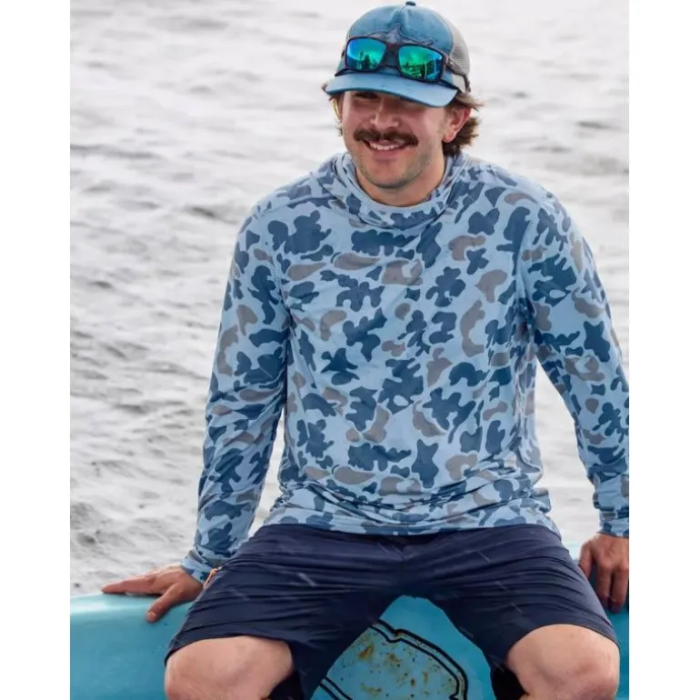 Sweat Homme Orvis Sun Defense L/S Hoodie - Bleu Camo