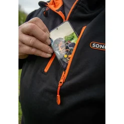 Sonubaits Sweats & Polaires^Sweat Homme 1/4 Zip Hoodie With Phone Pocket - Noir/Orange