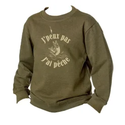 Sweat Junior Bartavel J'peux Pas J'ai Pêche - Kaki