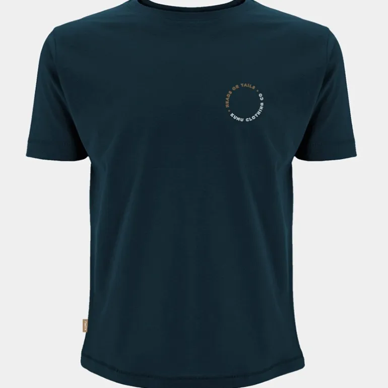 Tee Shirt Manches Courtes Homme Kumu Heads Or Tail - Bleu