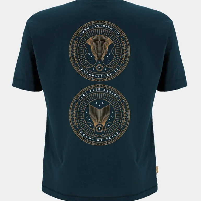 Tee Shirt Manches Courtes Homme Kumu Heads Or Tail - Bleu