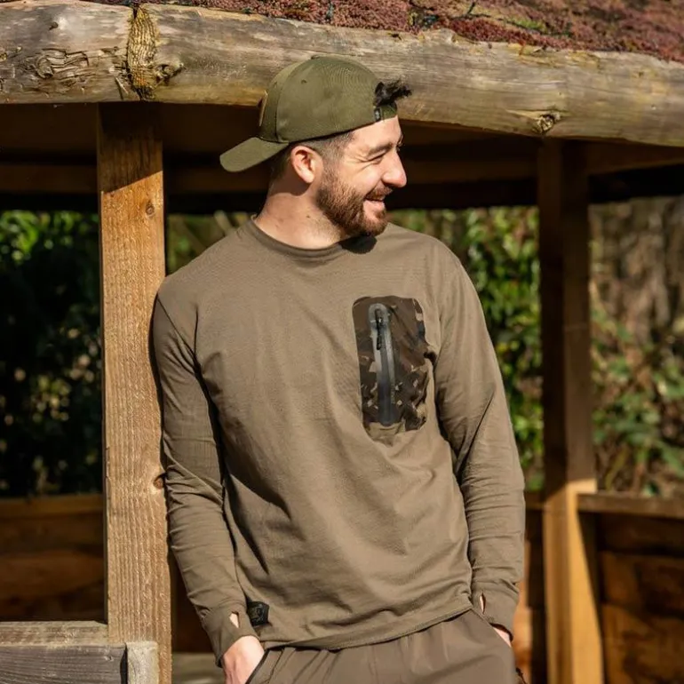 Tee Shirt Manches Courtes Homme Nash Zt Hd Long Sleeve - Kaki