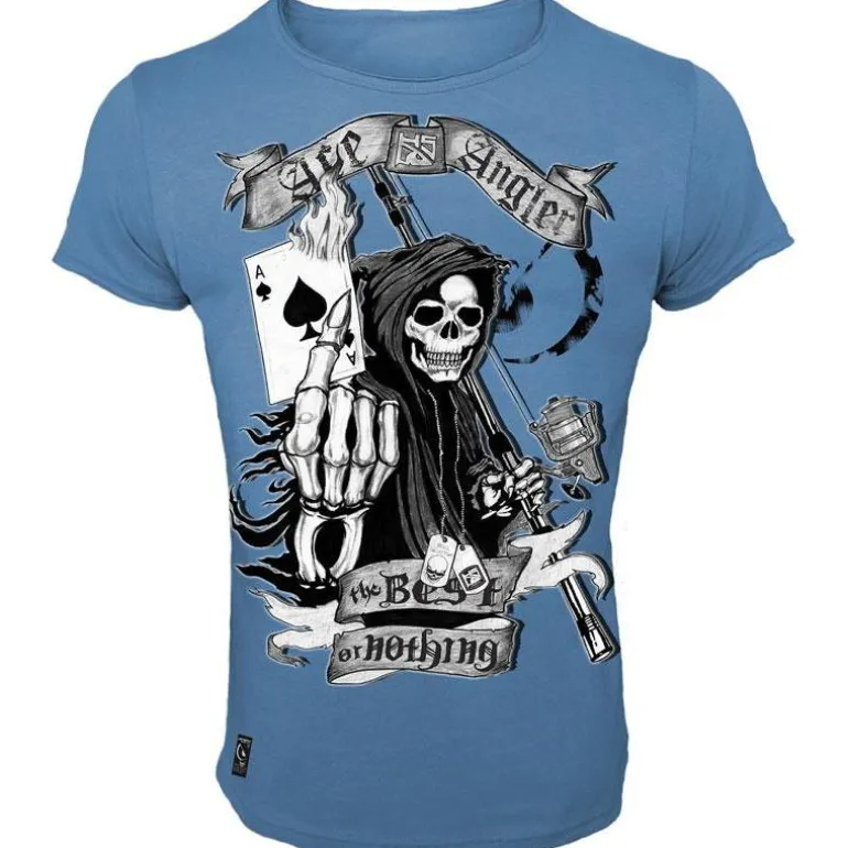 Tee Shirt Manches Courtes Homme Hot Spot Design Ace Angler - Bleu