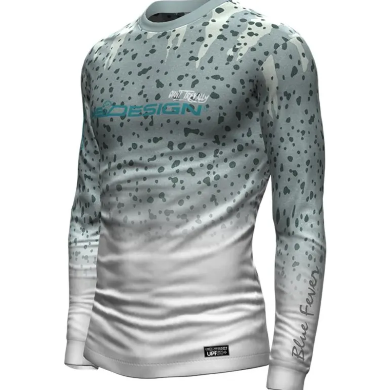 Tee Shirt Manches Longues Homme Hot Spot Design Ocean Performance Giant Trevally - Gris