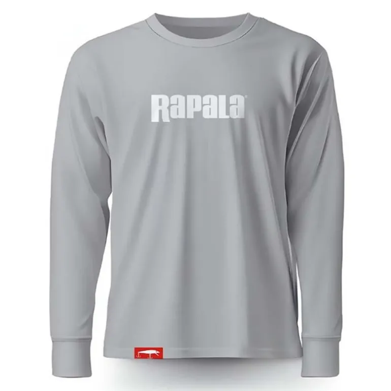 Tee Shirt Manches Longues Homme Rapala Grey White Logo Long Sleeve T-Shirt - Gris
