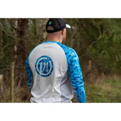 Tee Shirt Manches Longues Homme Preston Innovations Performance Sun Shirt Upf-35 - Blanc/Bleu