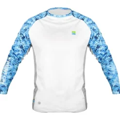 Tee Shirt Manches Longues Homme Preston Innovations Performance Sun Shirt Upf-35 - Blanc/Bleu