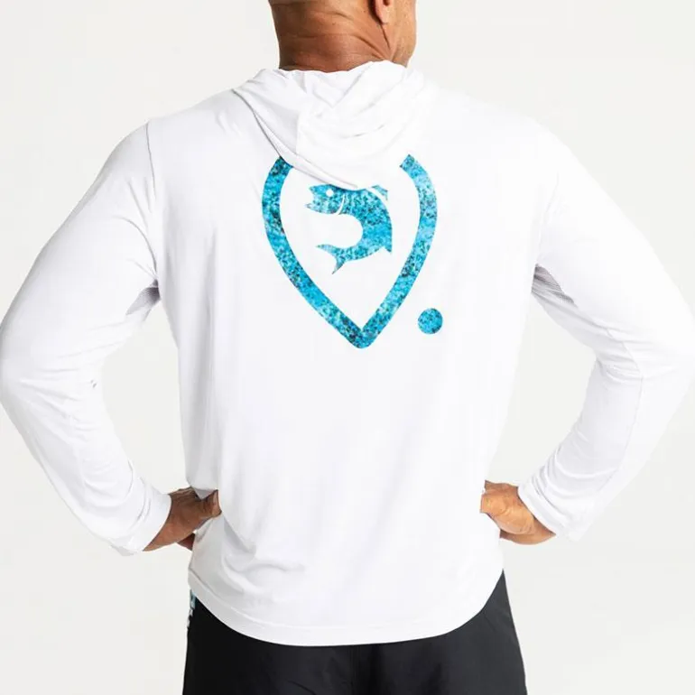 Tee Shirt Manches Longues Homme Adventer & Fishing Golon Anti Uv - Blanc/Bleu