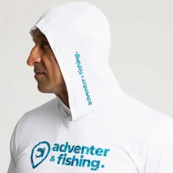 Tee Shirt Manches Longues Homme Adventer & Fishing Golon Anti Uv - Blanc/Bleu