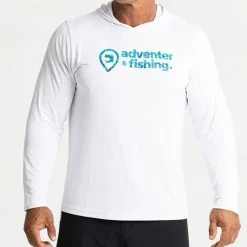 Tee Shirt Manches Longues Homme Adventer & Fishing Golon Anti Uv - Blanc/Bleu