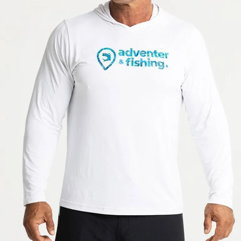 Tee Shirt Manches Longues Homme Adventer & Fishing Golon Anti Uv - Blanc/Bleu