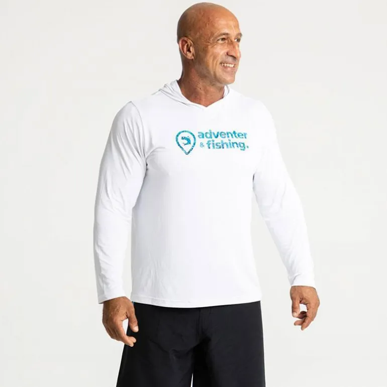 Tee Shirt Manches Longues Homme Adventer & Fishing Golon Anti Uv - Blanc/Bleu