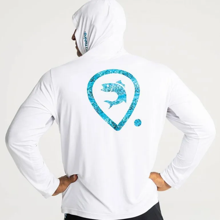 Tee Shirt Manches Longues Homme Adventer & Fishing Golon Anti Uv - Blanc/Bleu