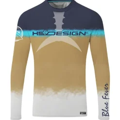 Tee Shirt Manches Longues Homme Hot Spot Design Ocean Performance Tuna - Bleu/Gold