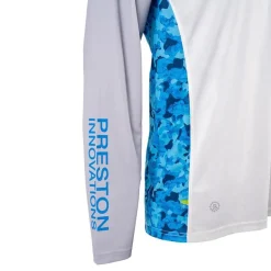 Tee Shirt Manches Longues Homme Preston Innovations Performance Hooded Sun Shirt Upf-40 - Blanc/Gris