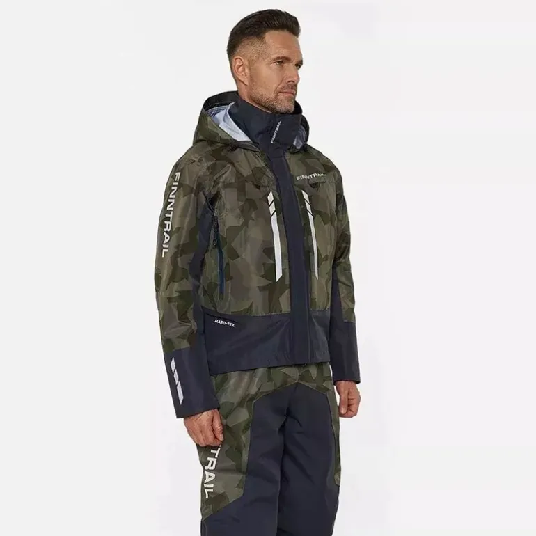 Veste Homme Finntrail Imperméable Greenwood - Camo Shadow Green